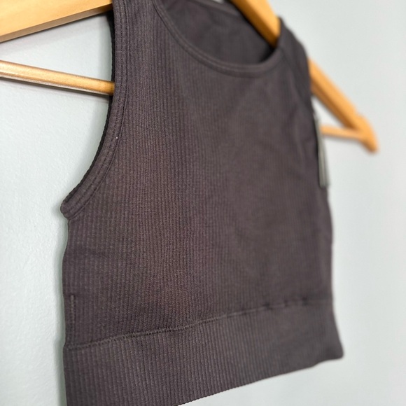 Skims Stretch Rib High Neck Bra - Soot - Picture 10 of 10